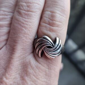 Handmade Sterling Silver 925 Swirl Whirlwind Fireworks Ring Sz 9.5